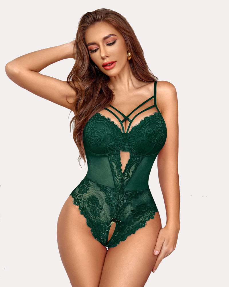 Print Lingerie Floral Lace Bodysuit