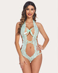Lace Deep V Halter Bodysuit