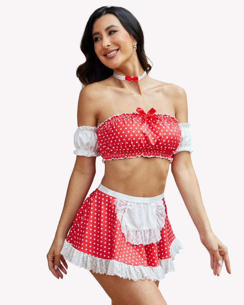 Contrast Lace Maid Set (5Pcs)