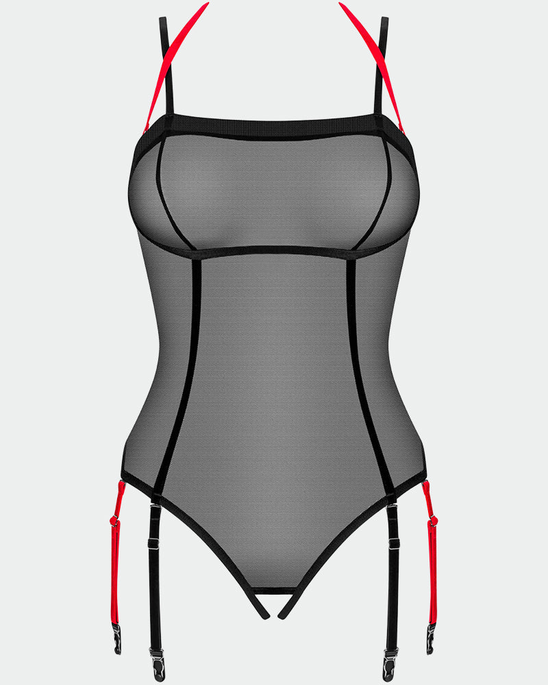 Mesh Tulle Crotchless Teddy