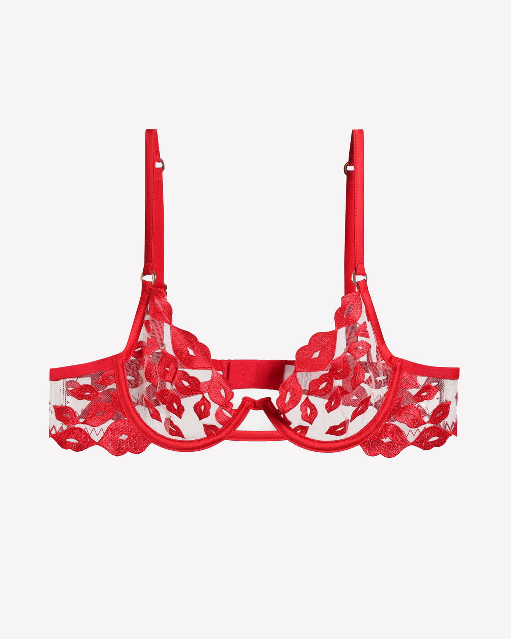 Kiss Print Embroidery Bra
