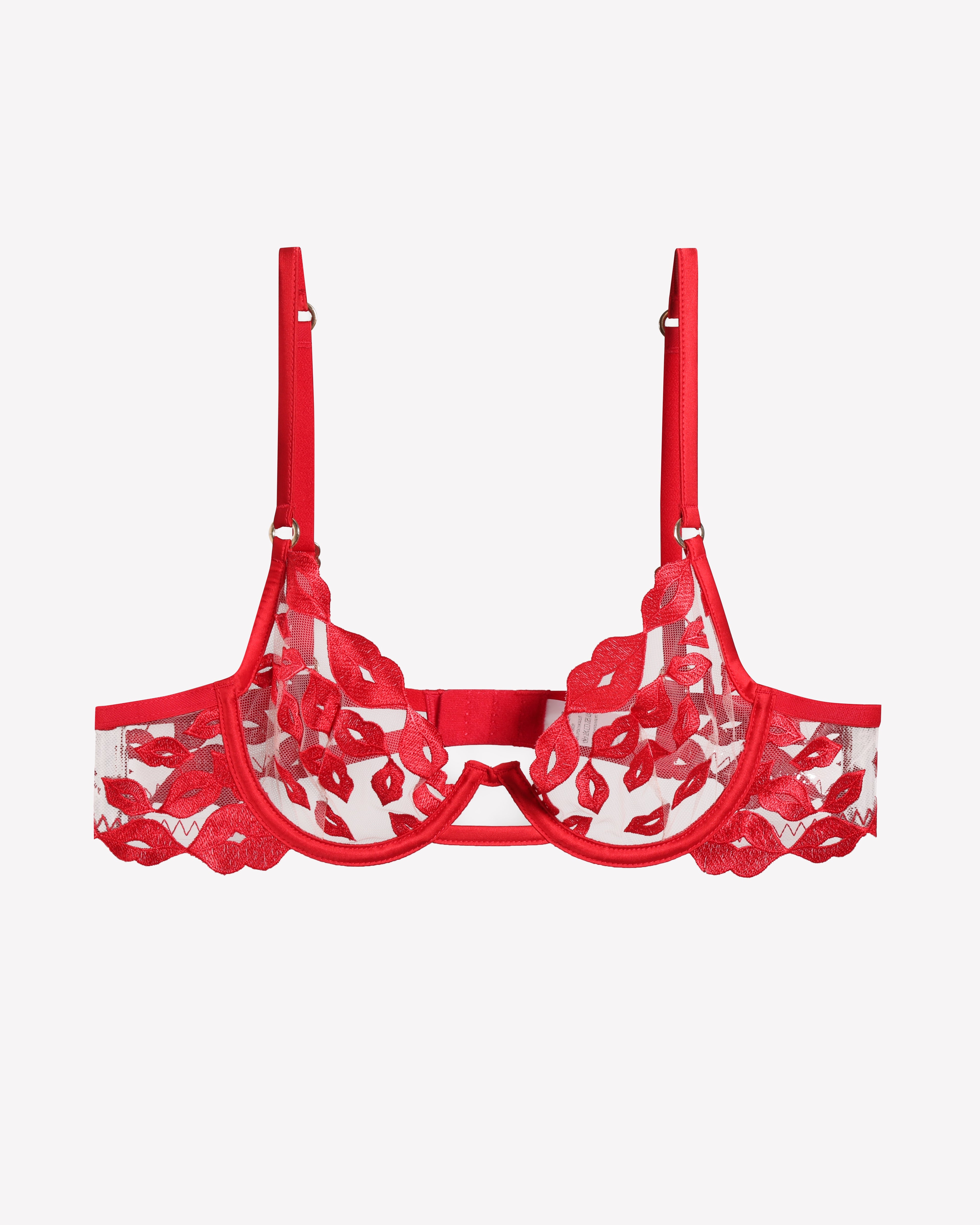 Kiss Print Embroidery Bra