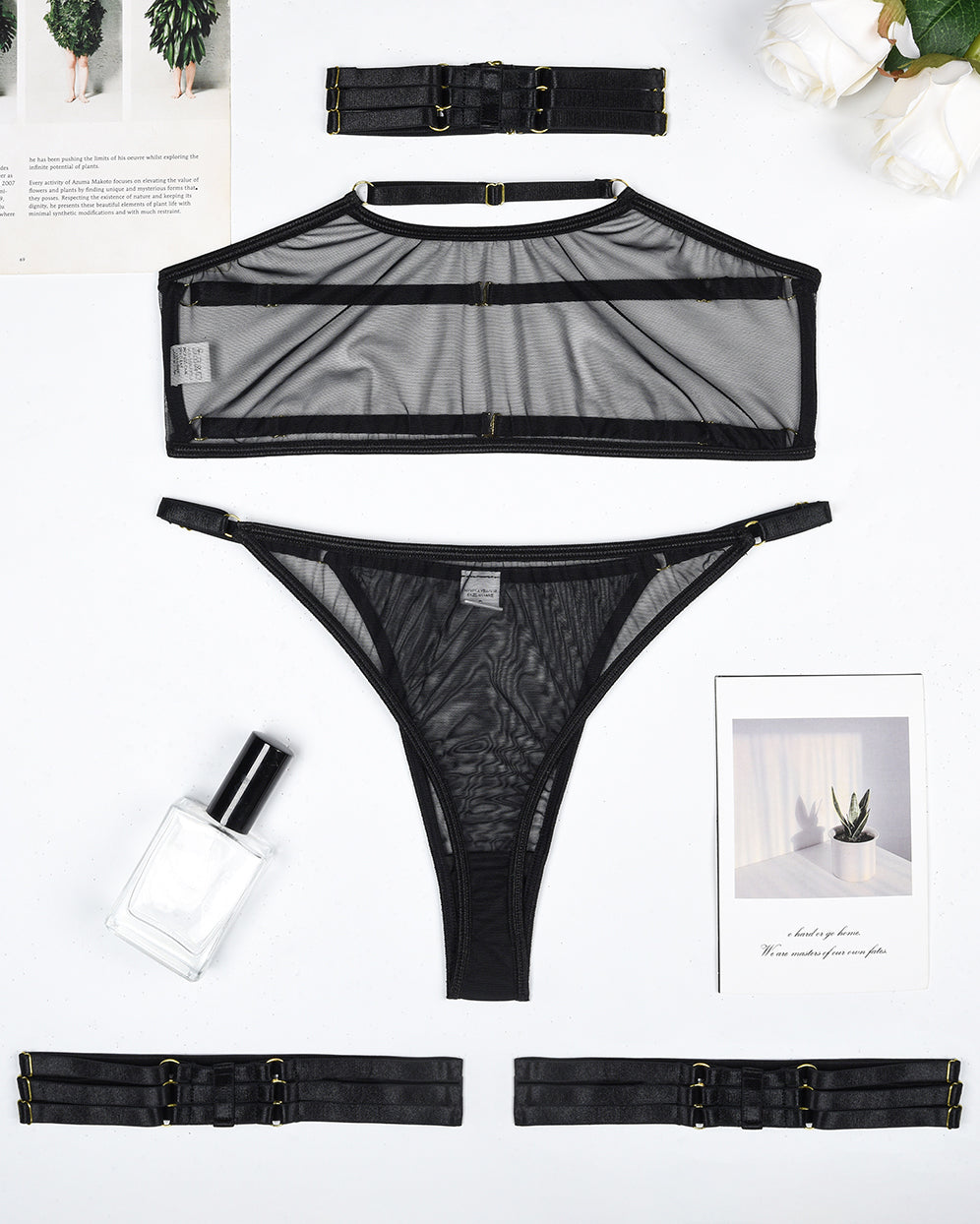 2 Packs Sheer Mesh Bra and Thong Set