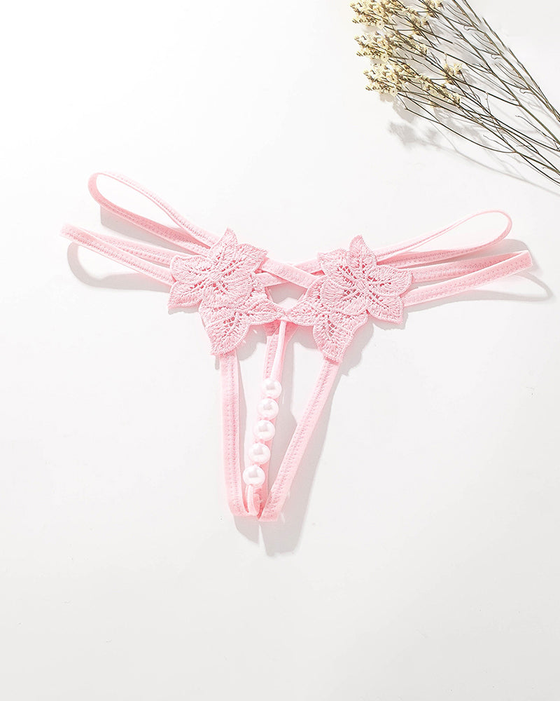 Pearl Lingerie Lace Open Panties G-String