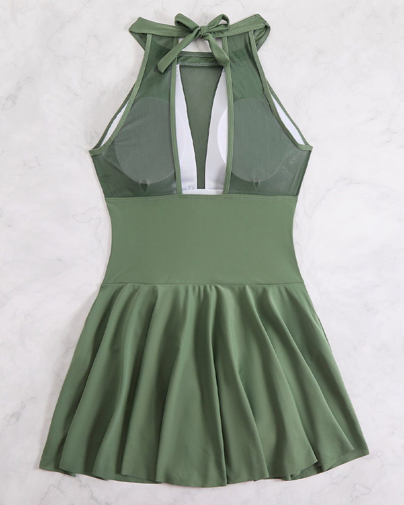 Plus Size Halter Neck Swim Dress