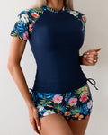 Tropical Plant Print Top & Shorts Set