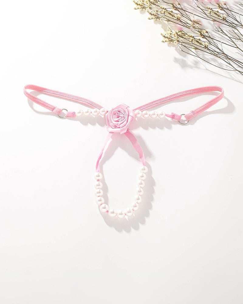 Pearl Rose See-Through  Thong Panties