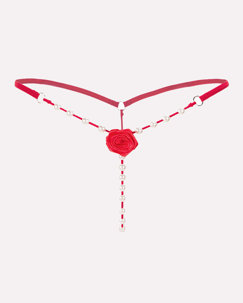 Pearl Rose See-Through  Thong Panties