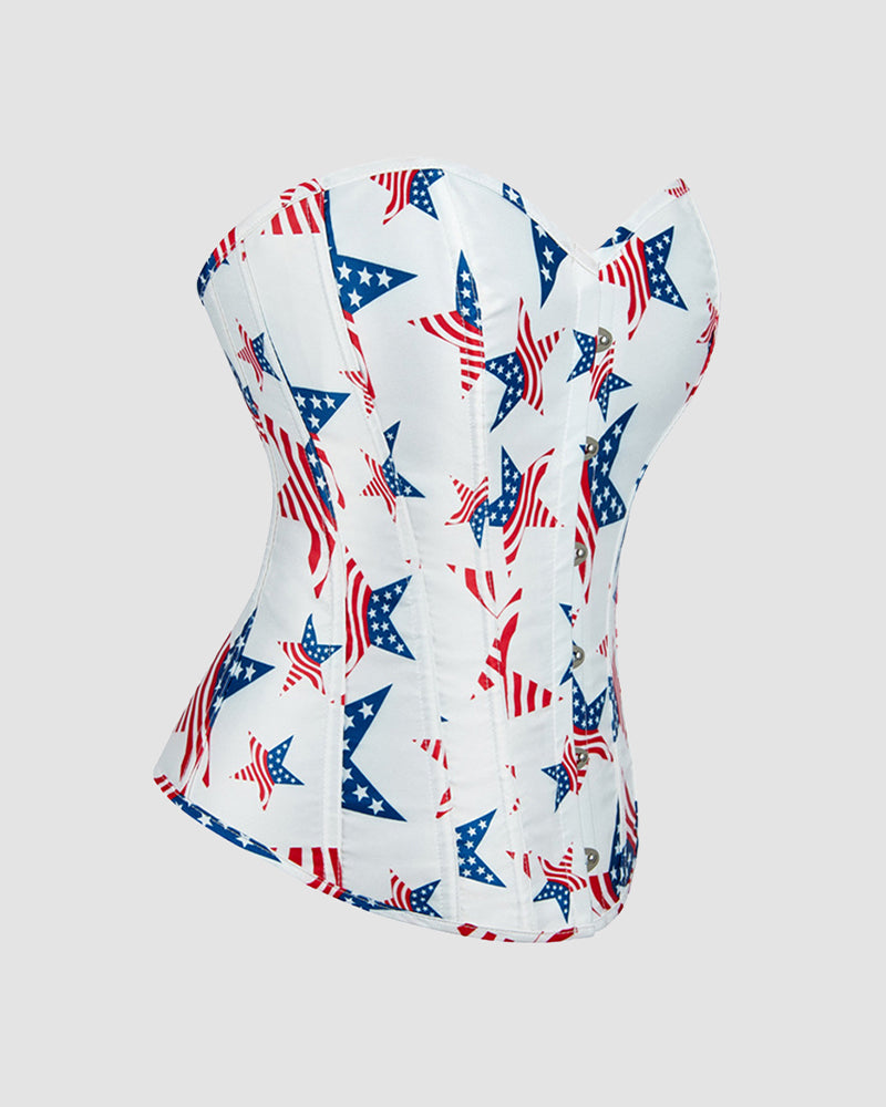 1960s 14 Bone Cotton Five-Pointed Star Corset