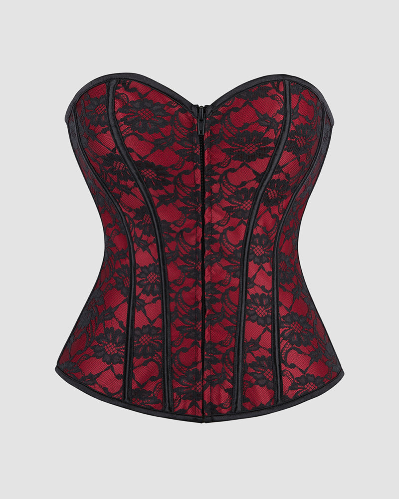 1950s 12 Boned Cotton Laceless Dark Red Corset