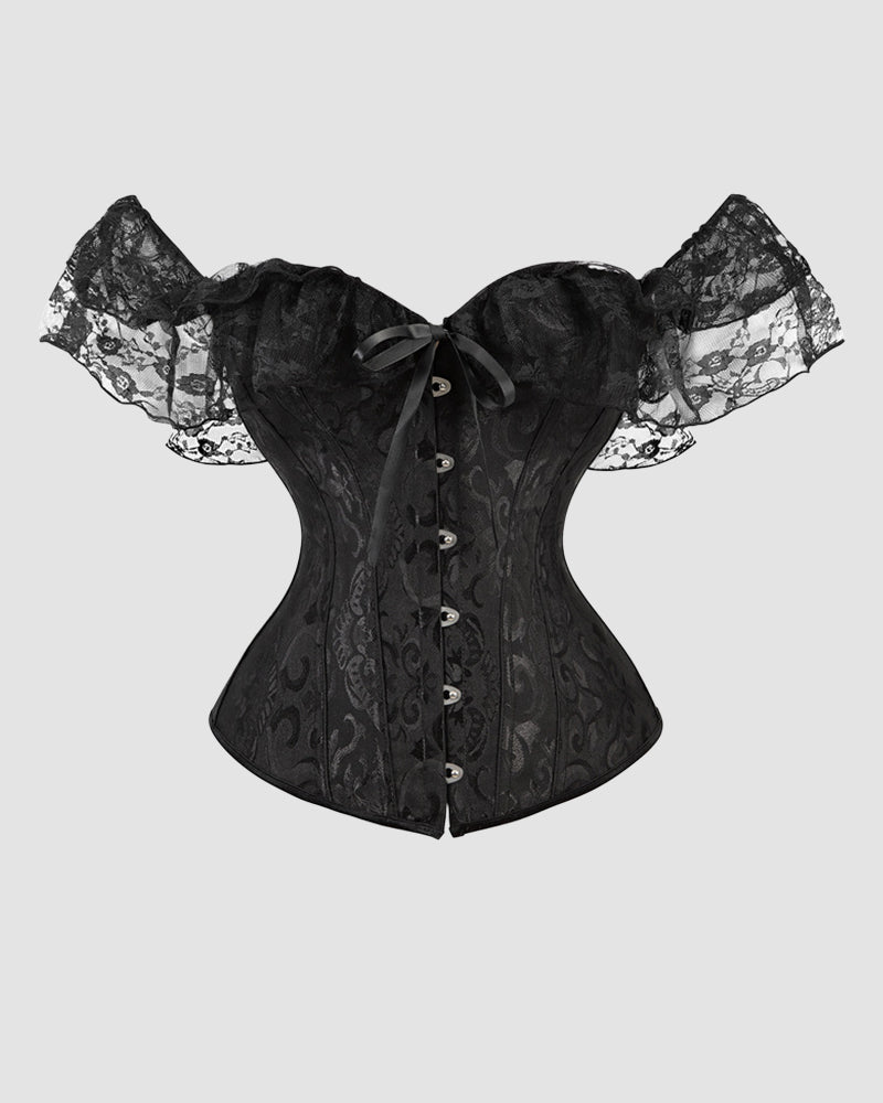 1950s 12 Boned Cotton Jacquard Lace Corset