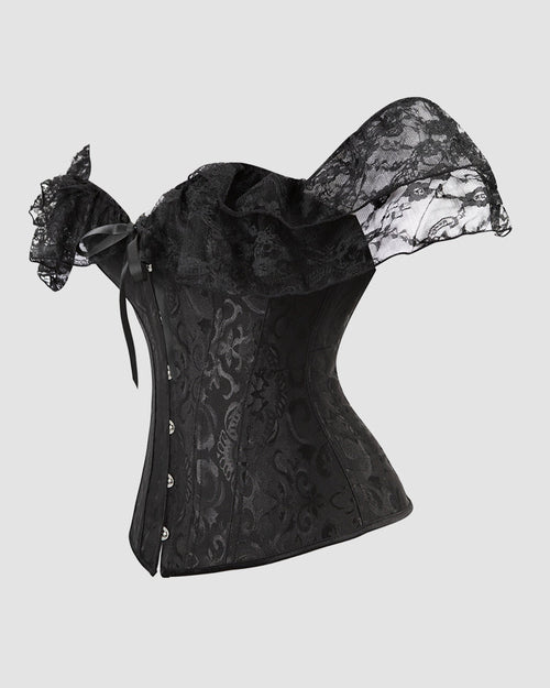 1950s 12 Boned Cotton Jacquard Lace Corset