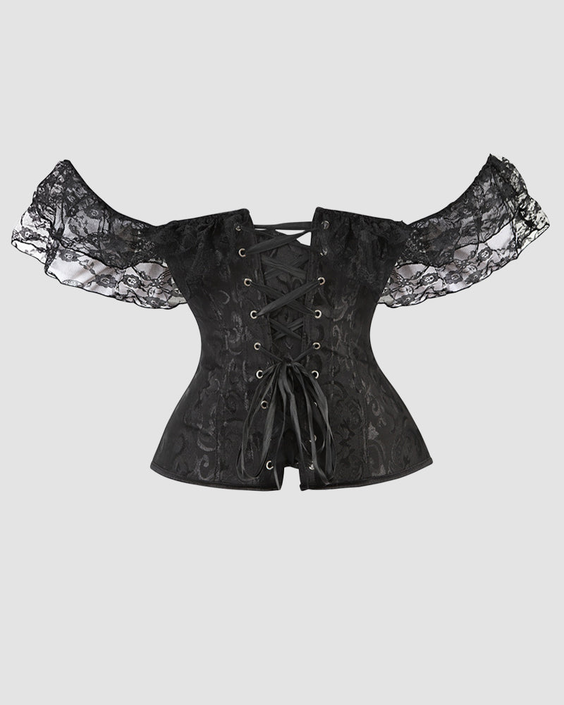 1950s 12 Boned Cotton Jacquard Lace Corset