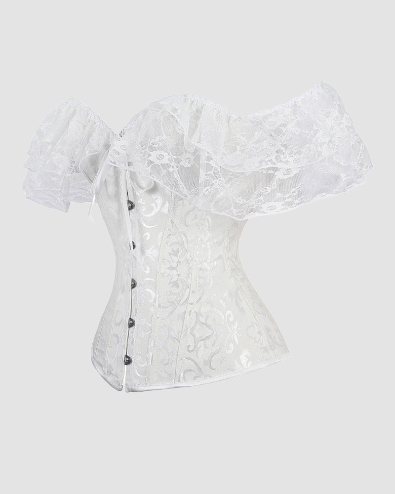 1950s 12 Boned Cotton Jacquard Lace Corset
