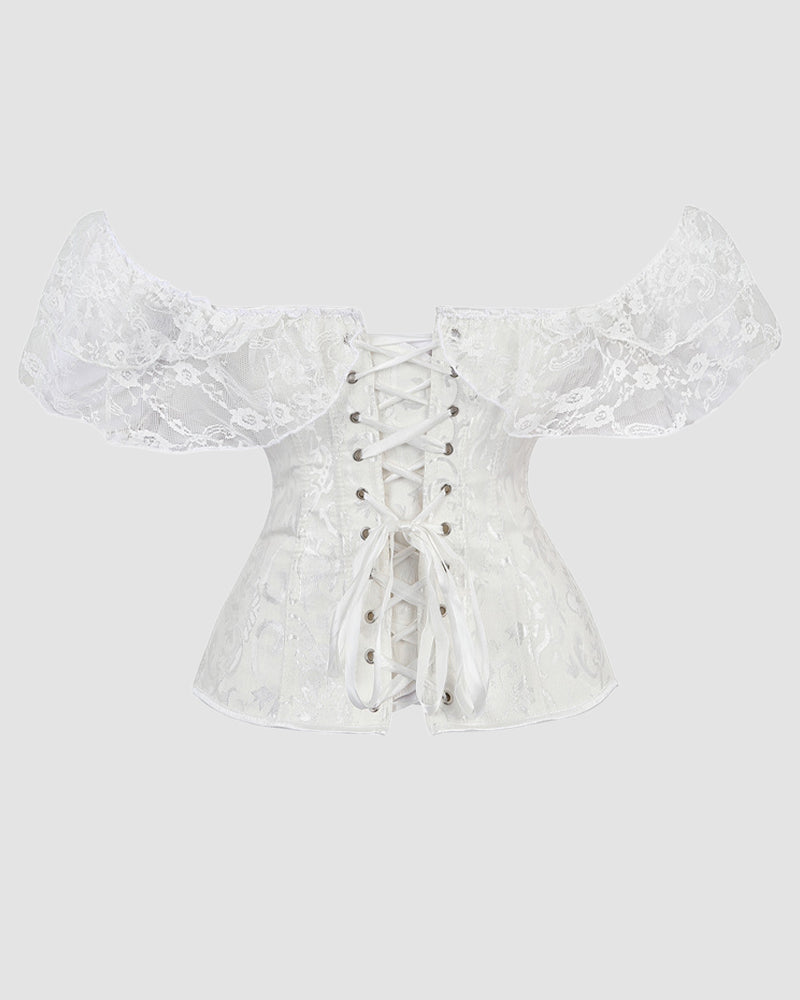 1950s 12 Boned Cotton Jacquard Lace Corset