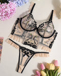 Lace Embroidery Underwire Bra Panty Sets