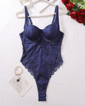 Backless Lace Denim Bodysuits