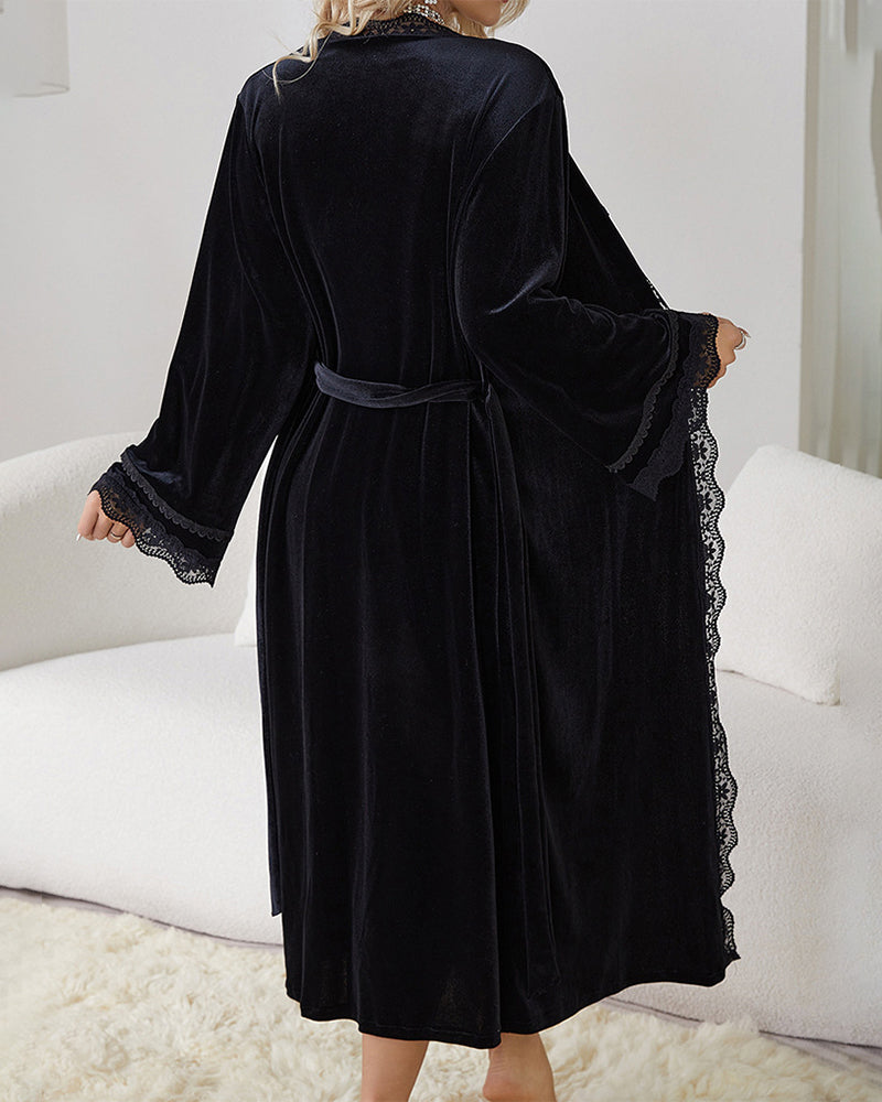 Velvet Set Slit Dress + Long Robe