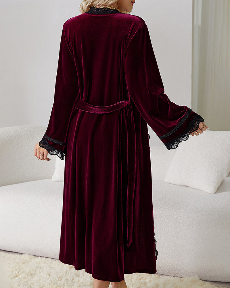Velvet Set Slit Dress + Long Robe