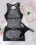 Mesh Backless Crotchless Mini Dress