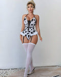 Lace Up Halter Bodysuit with Stockings